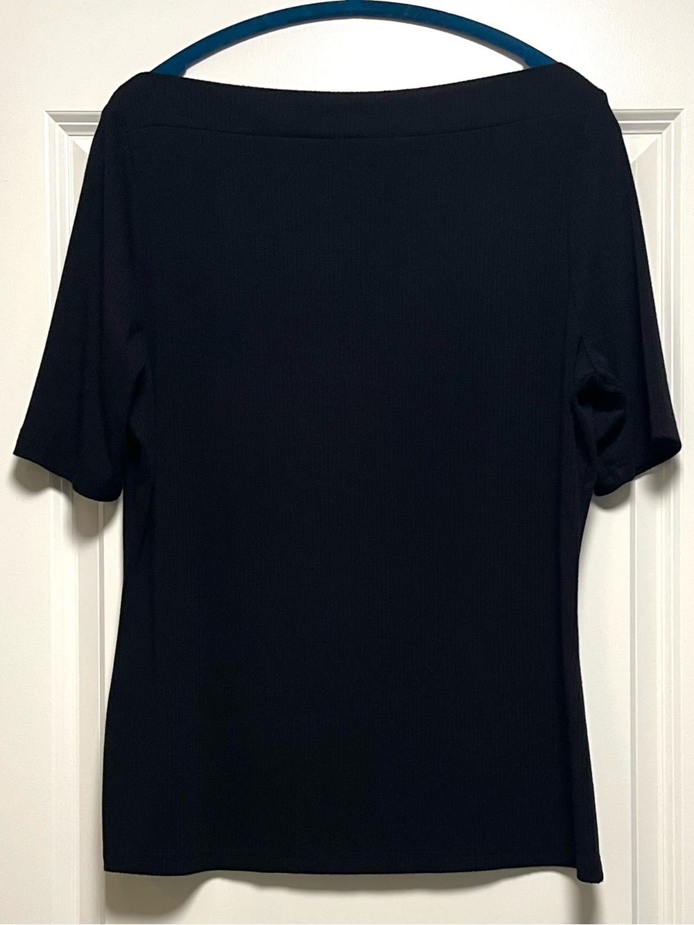 EUC Banana Republic Ribbed Boat Neck Bateau Elbow Sleeve Top Summer Black L